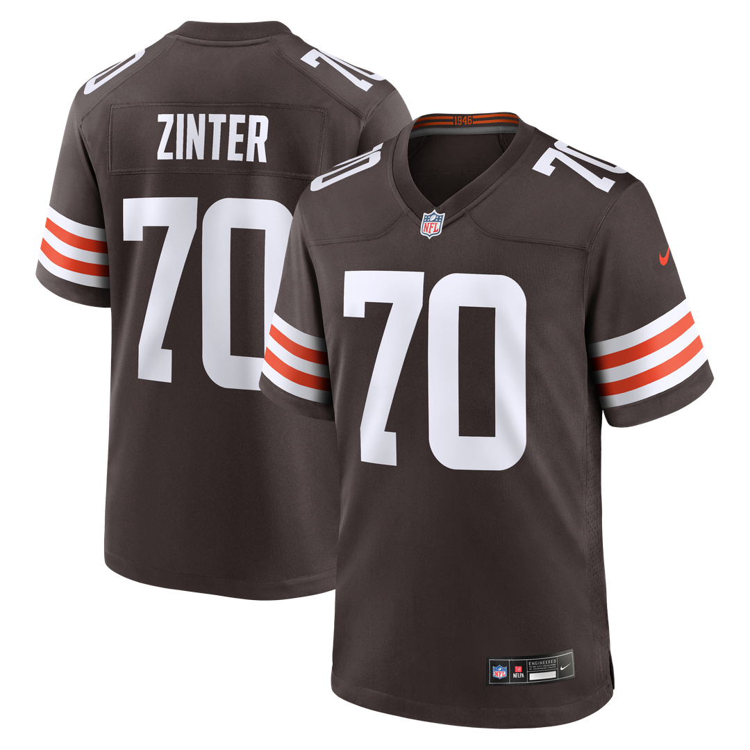 Cleveland Browns Zak Zinter Brown Team Game Jersey
