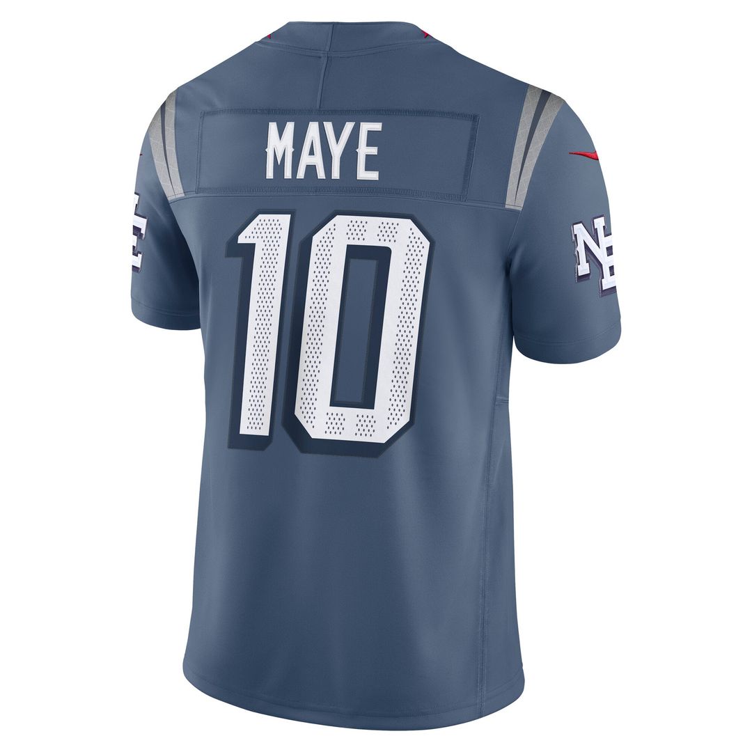 New England Patriots Drake Maye Blue Rivalries Collection Stitched Limited Jersey