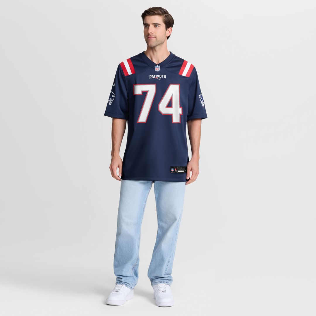 New England Patriots Caleb Lomu Navy Team Game Jersey