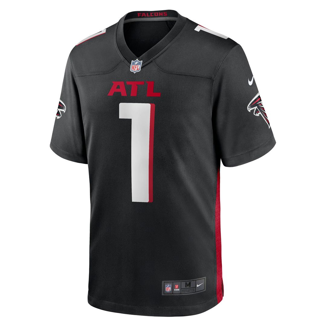 Atlanta Falcons Number 1 Dad Black Game Jersey