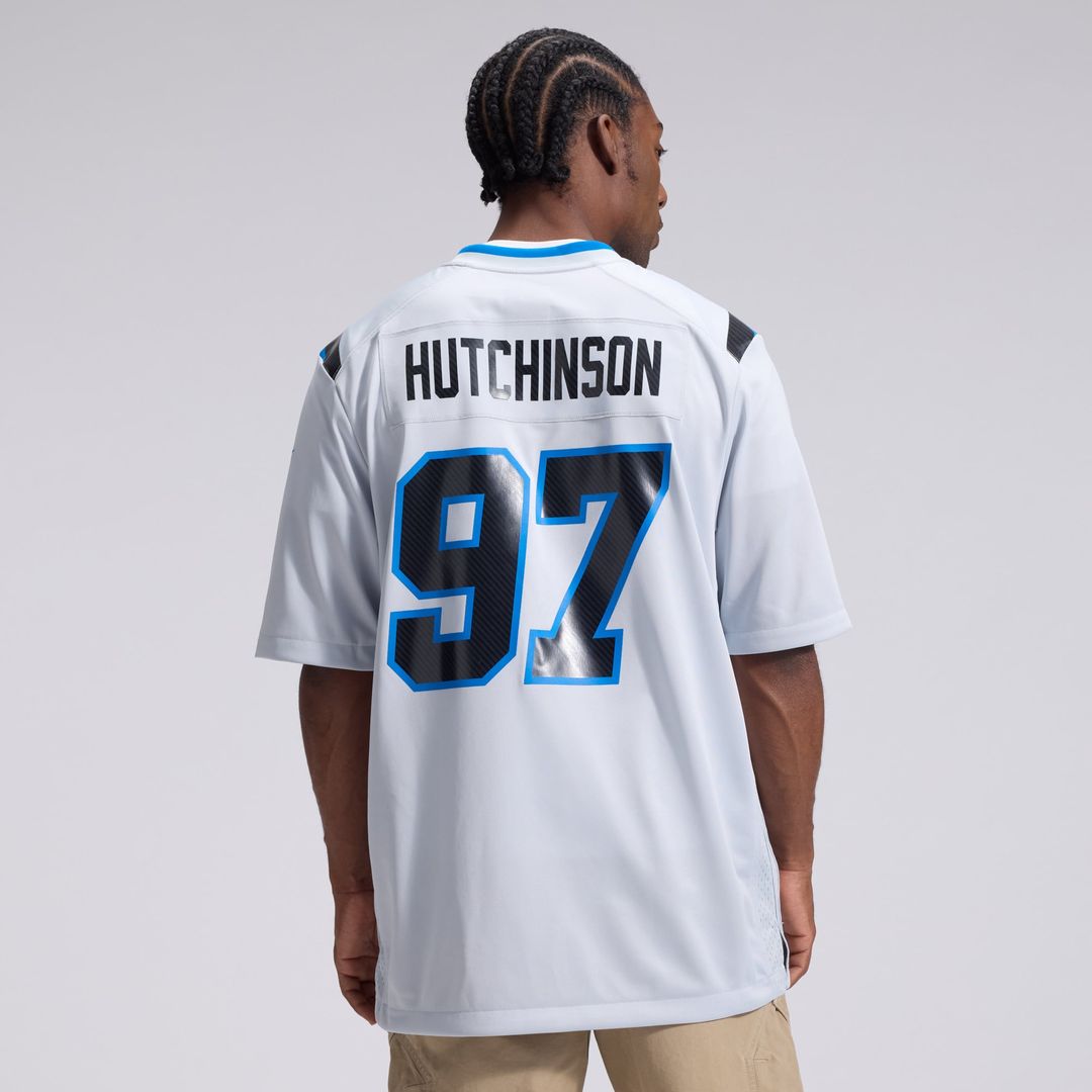 Detroit Lions Aidan Hutchinson Silver 2026 Rivalries Collection Game Jersey