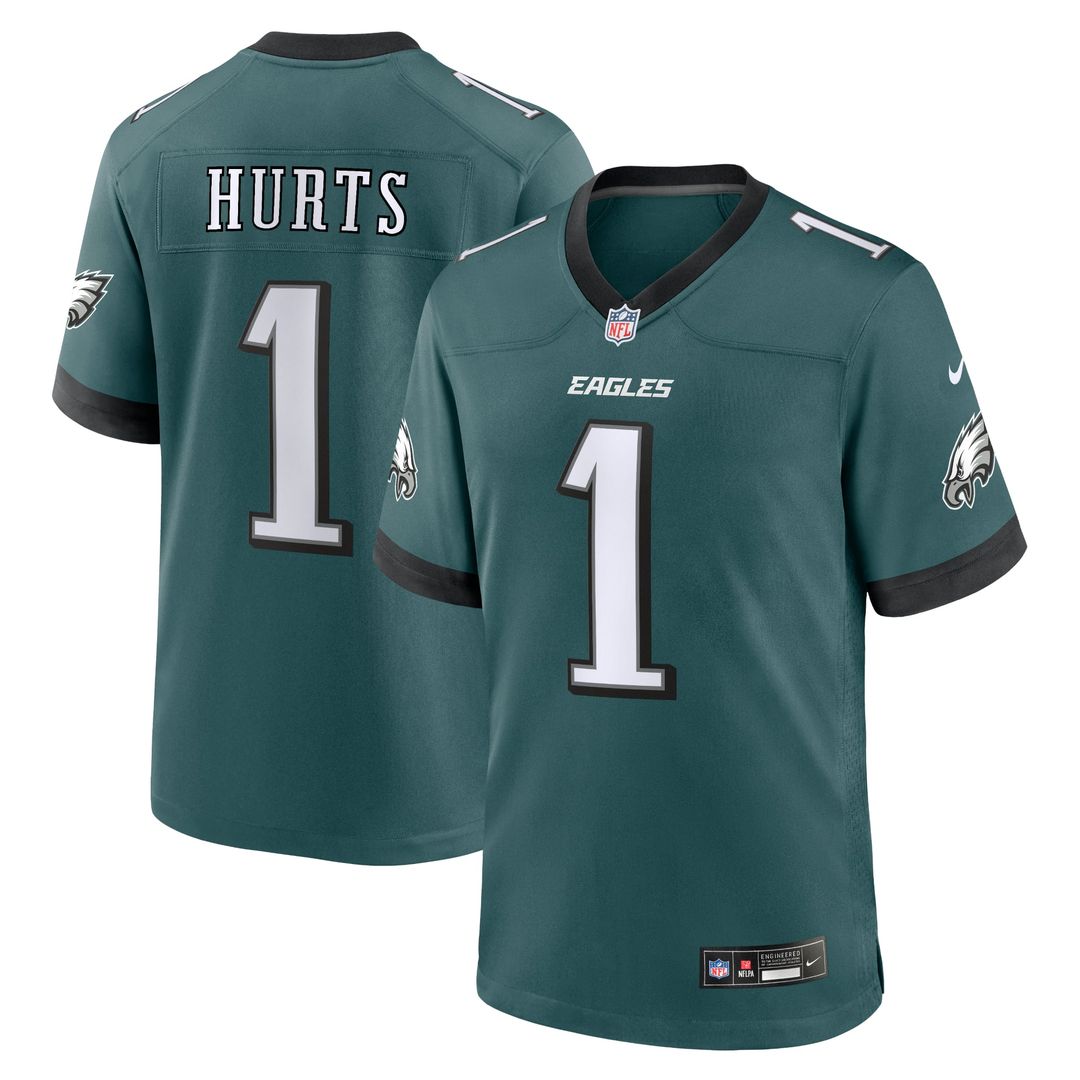 Philadelphia Eagles Jalen Hurts Midnight Green Team Game Jersey