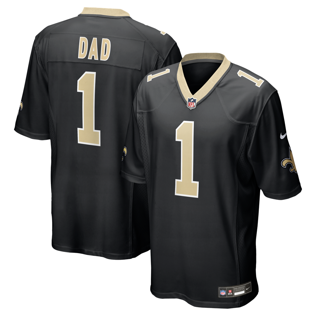 New Orleans Saints Number 1 Dad Black Game Jersey