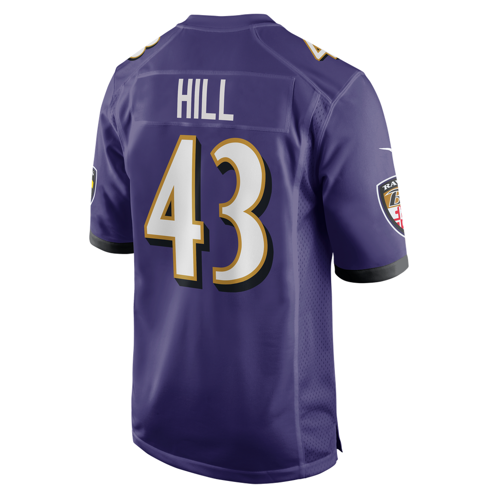 Baltimore Ravens Justice Hill Purple Game Jersey