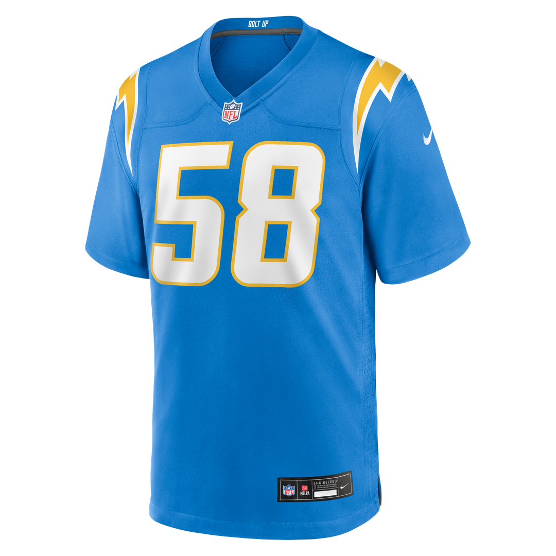 Los Angeles Chargers Tae Crowder Powder Blue Team Game Jersey