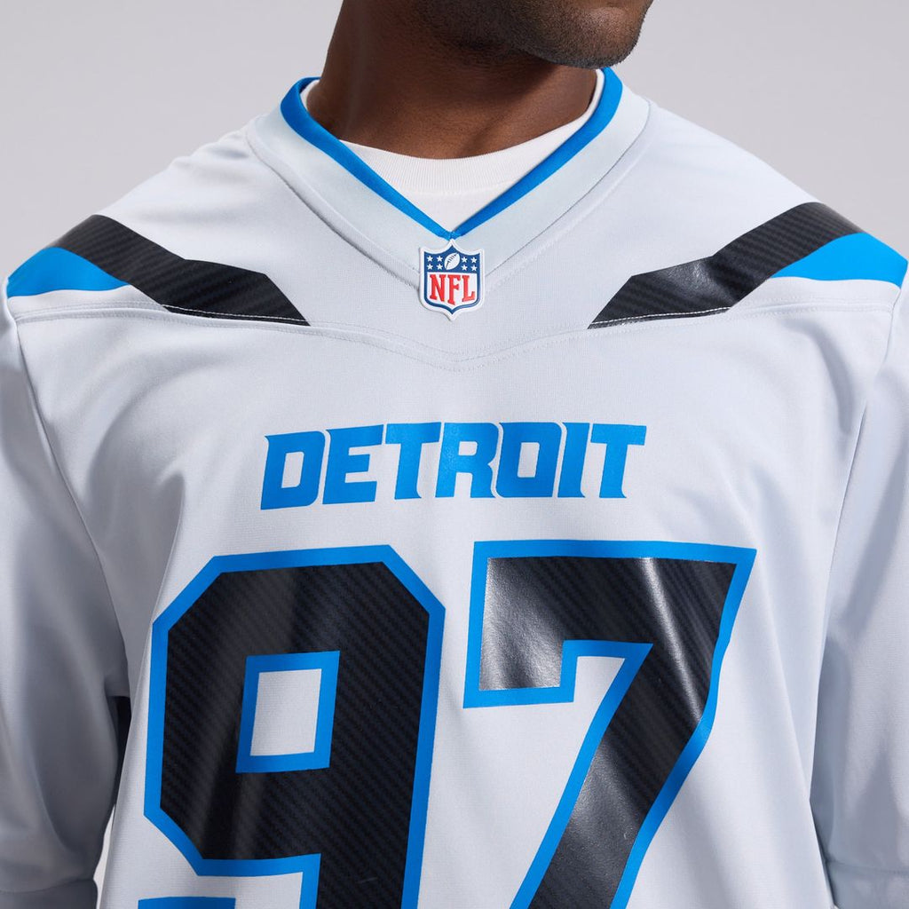 Detroit Lions Aidan Hutchinson Silver 2026 Rivalries Collection Game Jersey