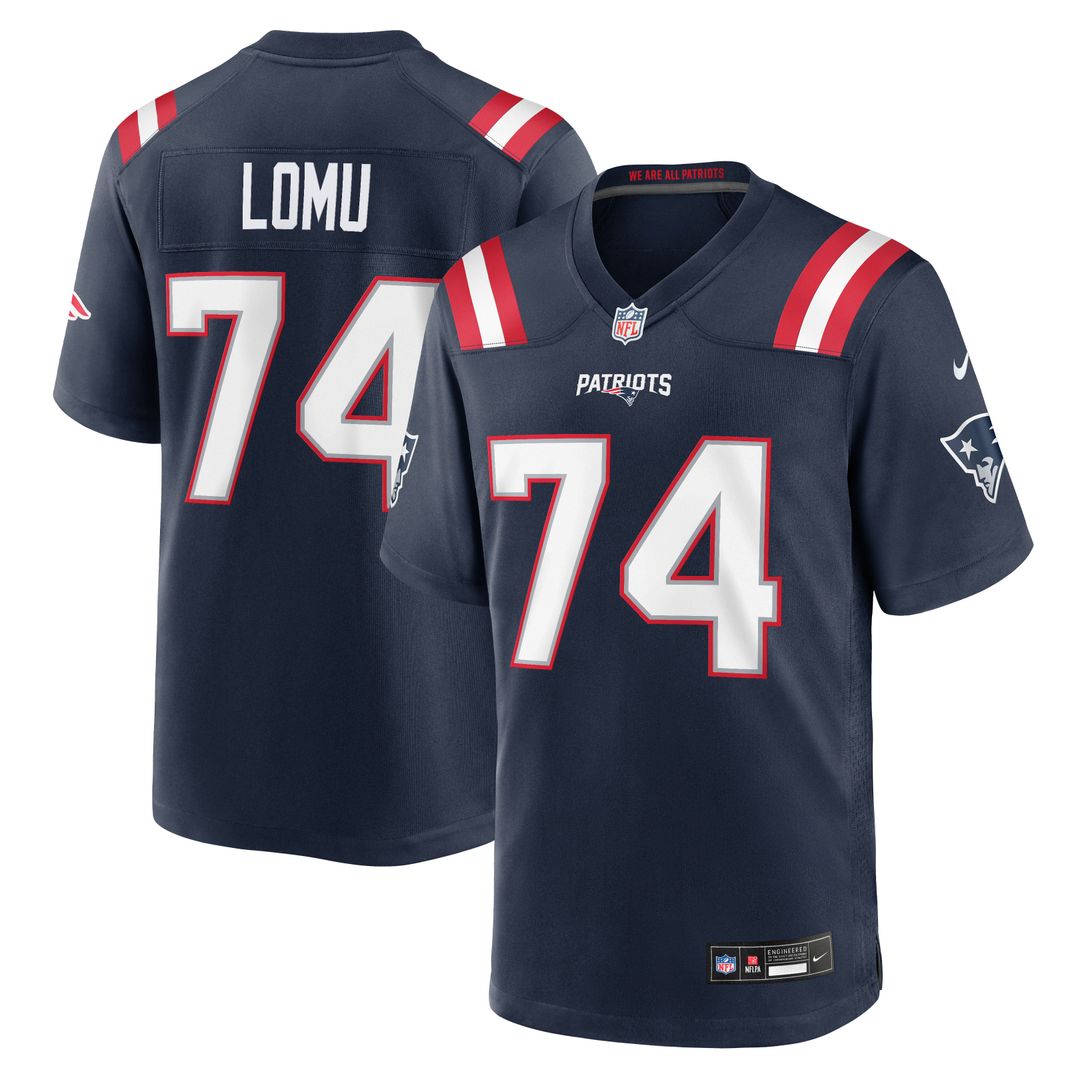 New England Patriots Caleb Lomu Navy Team Game Jersey