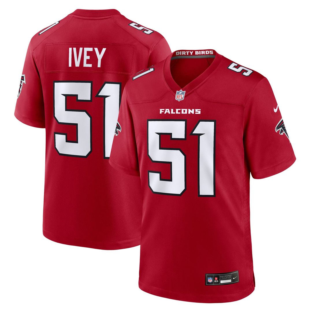 Atlanta Falcons Jared Ivey Red Team Game Jersey