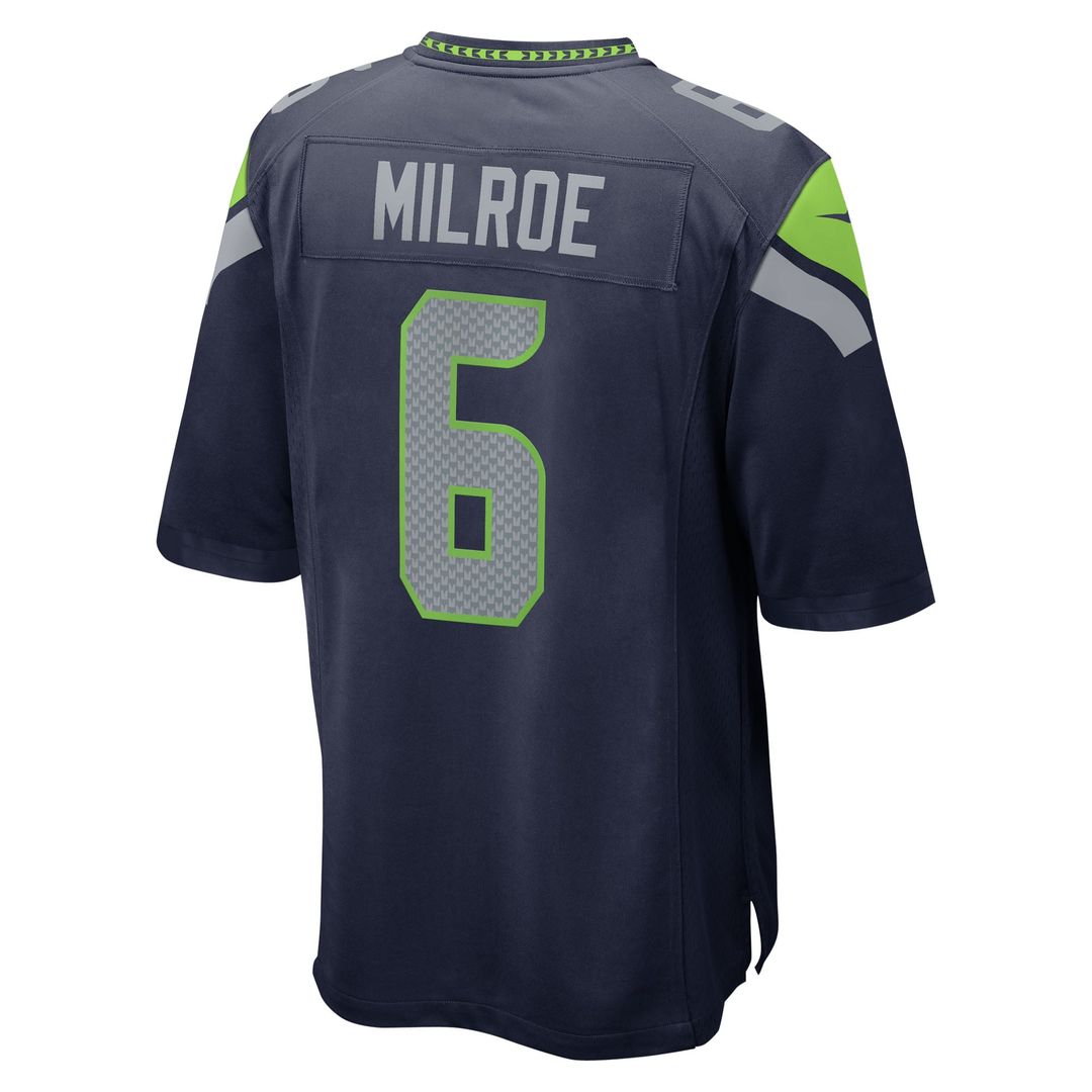 Seattle Seahawks Jalen Milroe College Navy 2025 NFL Draft Game Jersey