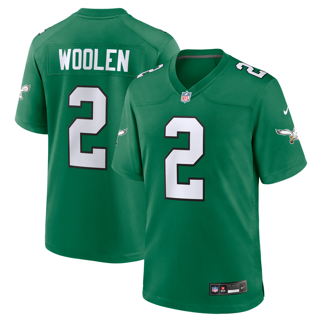 Philadelphia Eagles Tariq Woolen Kelly Green Alternate Game Jersey