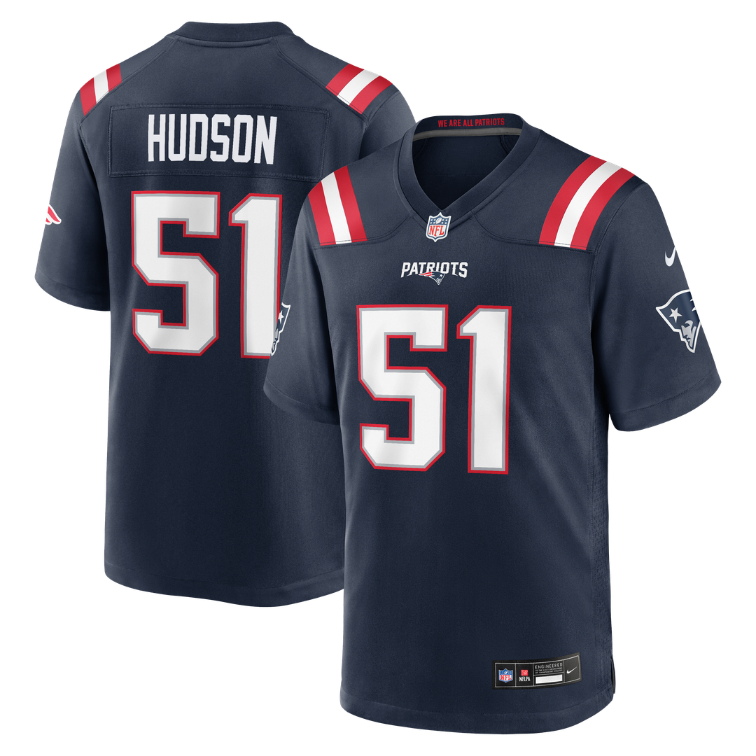 New England Patriots James Hudson Navy Team Game Jersey