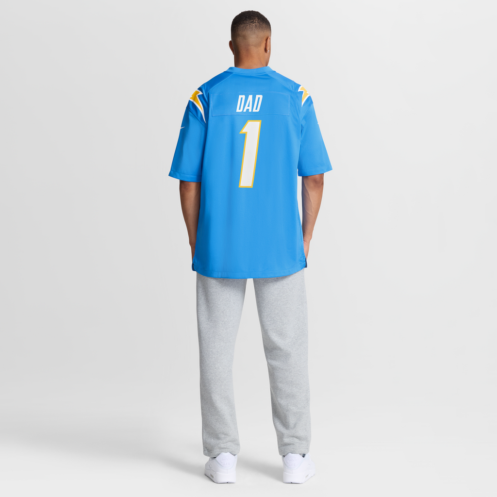 Los Angeles Chargers Number 1 Dad Powder Blue Game Jersey