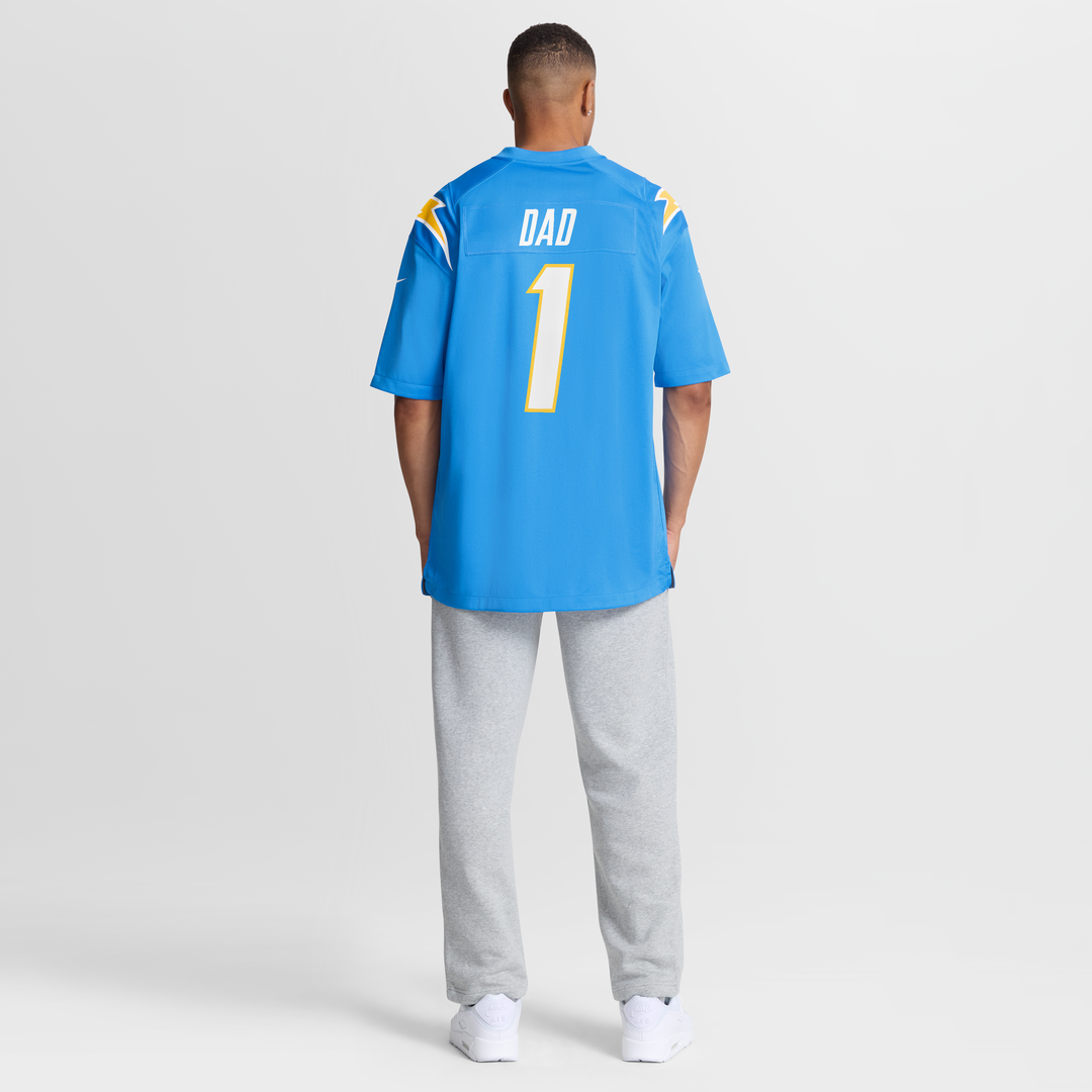 Los Angeles Chargers Number 1 Dad Powder Blue Game Jersey