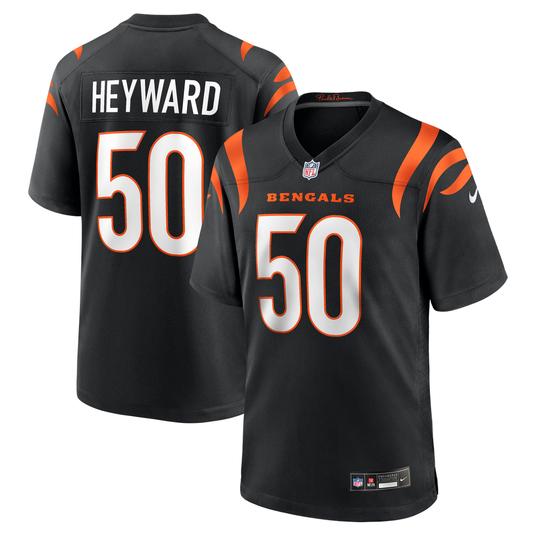 Cincinnati Bengals Shaka Heyward Black Team Game Jersey