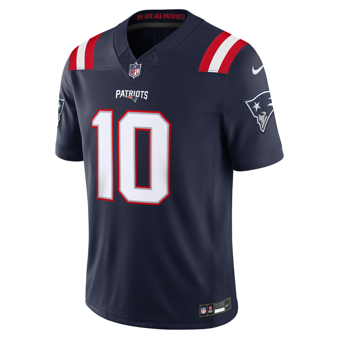 New England Patriots Drake Maye Navy Team Vapor F.U.S.E. Stitched Limited Jersey