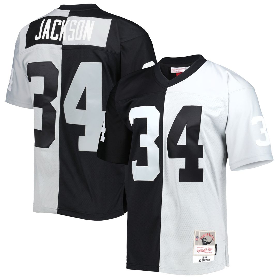 Las Vegas Raiders Bo Jackson Mitchell & Ness Black/Silver 1988 Split Legacy Replica Jersey