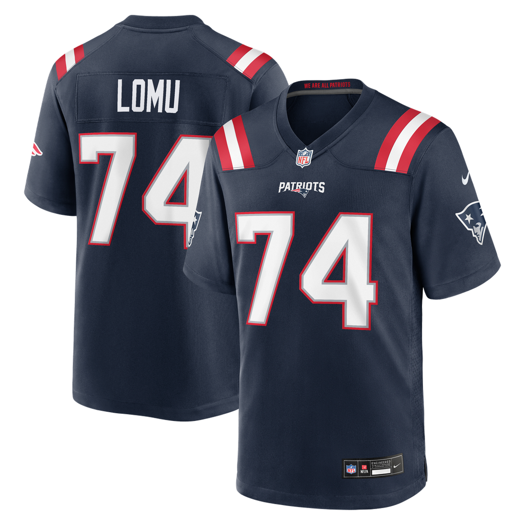 New England Patriots Caleb Lomu Navy Team Game Jersey