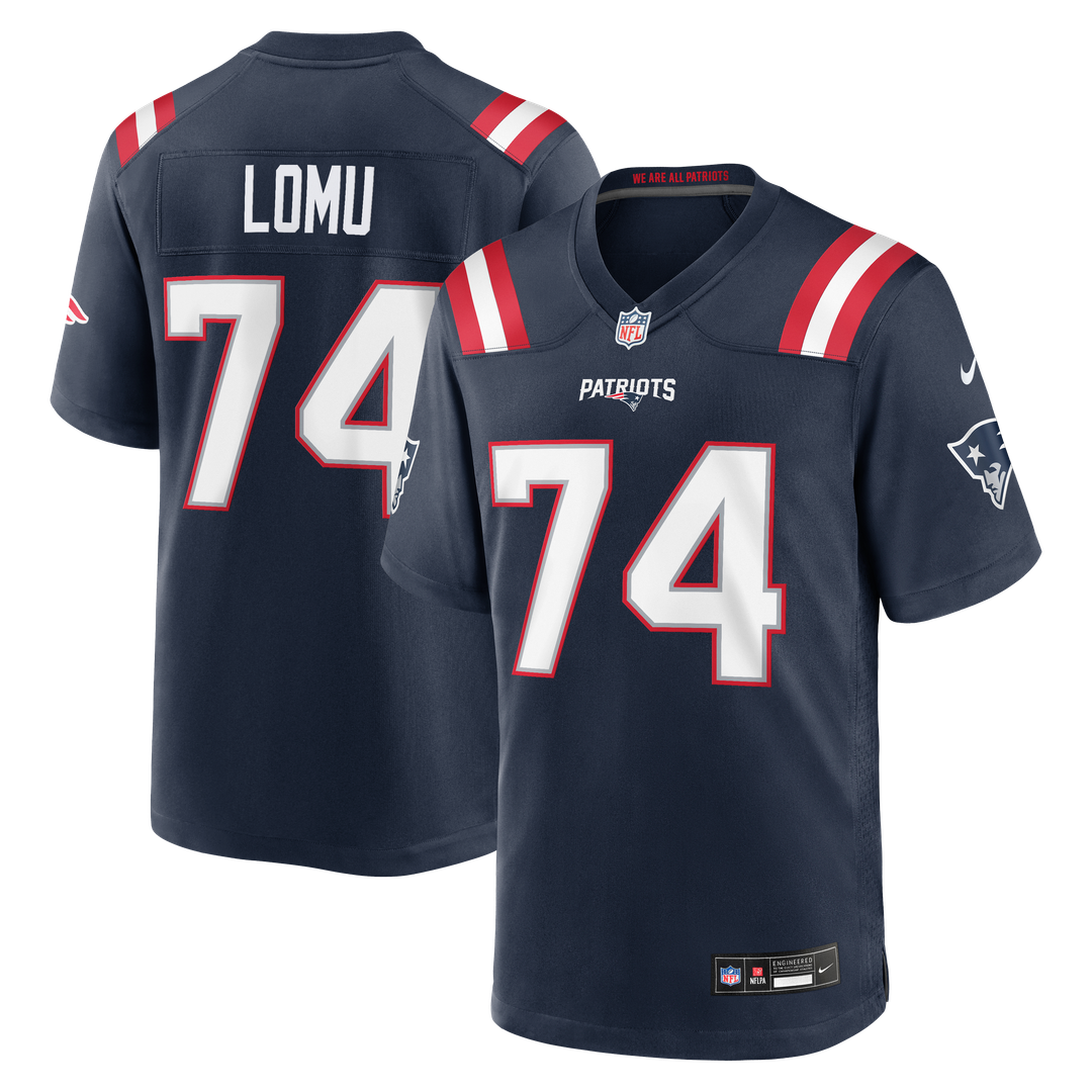 New England Patriots Caleb Lomu Navy Team Game Jersey