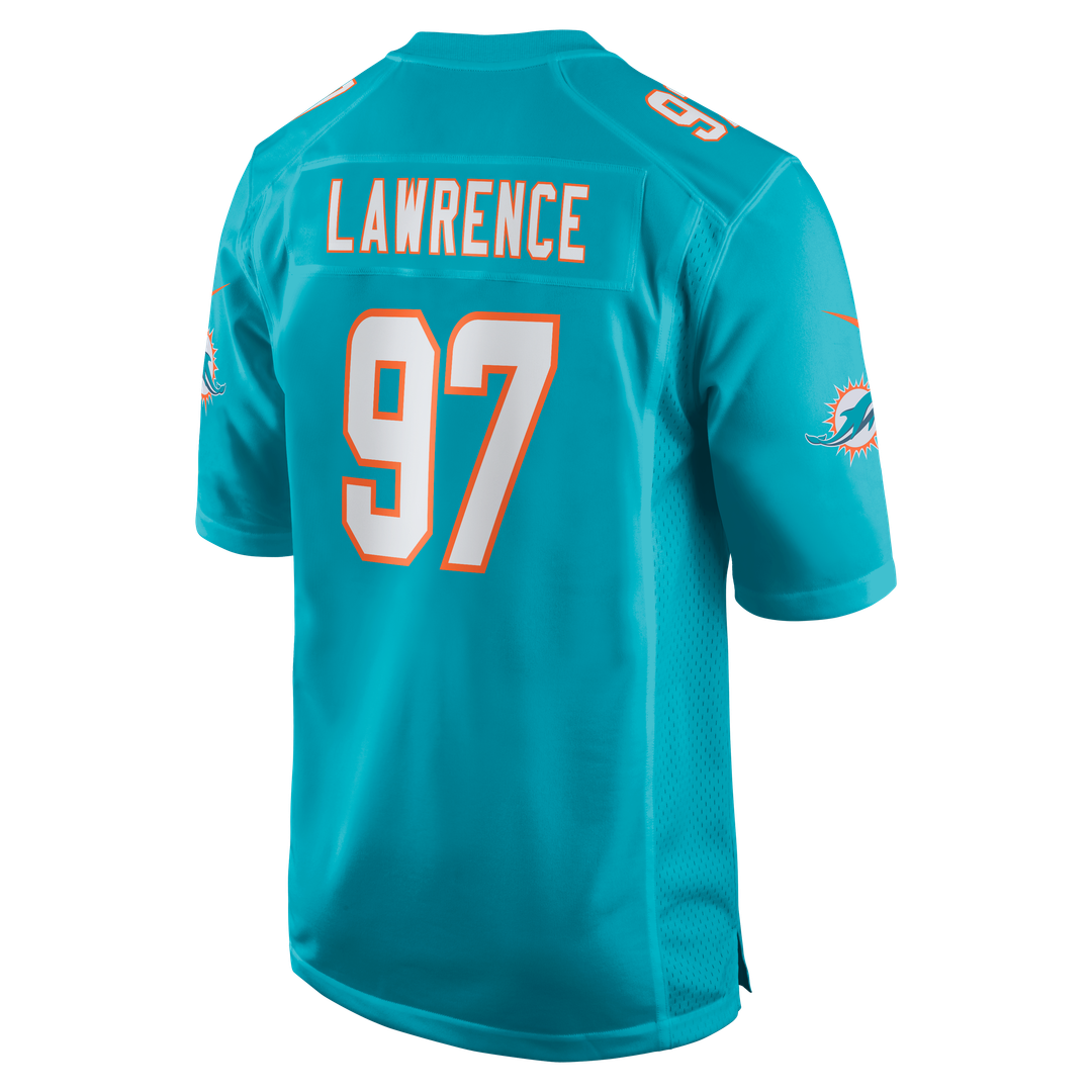 Miami Dolphins Rashard Lawrence Aqua Team Game Jersey
