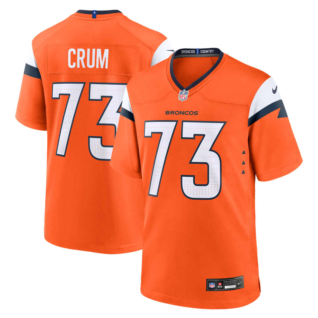 Denver Broncos Frank Crum Orange Team Game Jersey