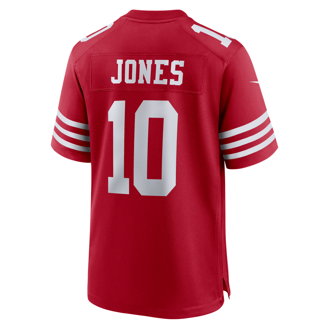 San Francisco 49ers Mac Jones Scarlet Team Game Jersey