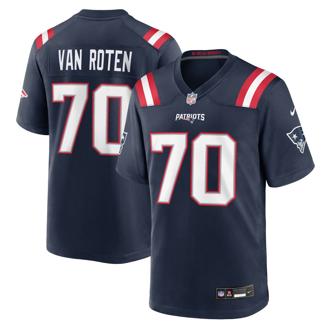 New England Patriots Greg Van Roten Navy Team Game Jersey