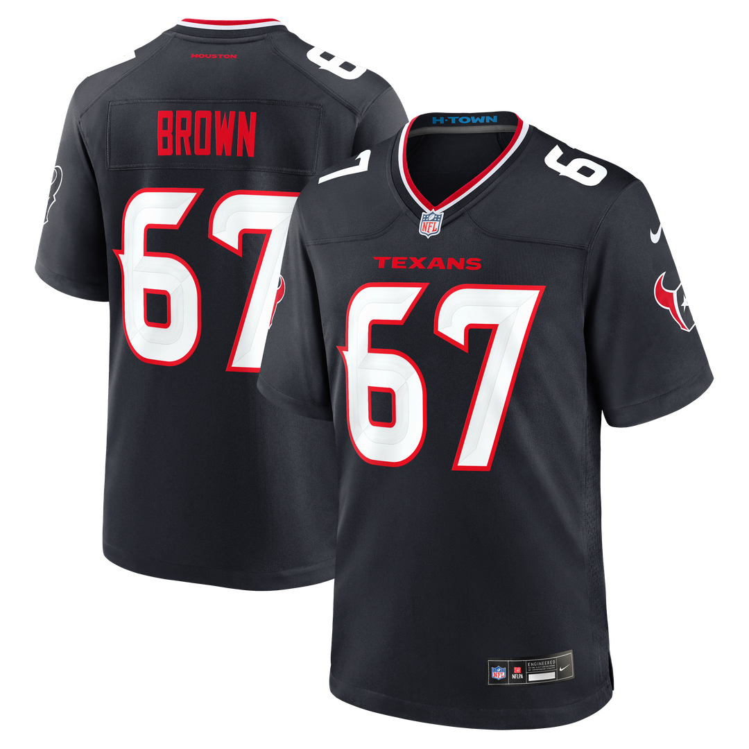 Houston Texans Evan Brown Navy Team Game Jersey