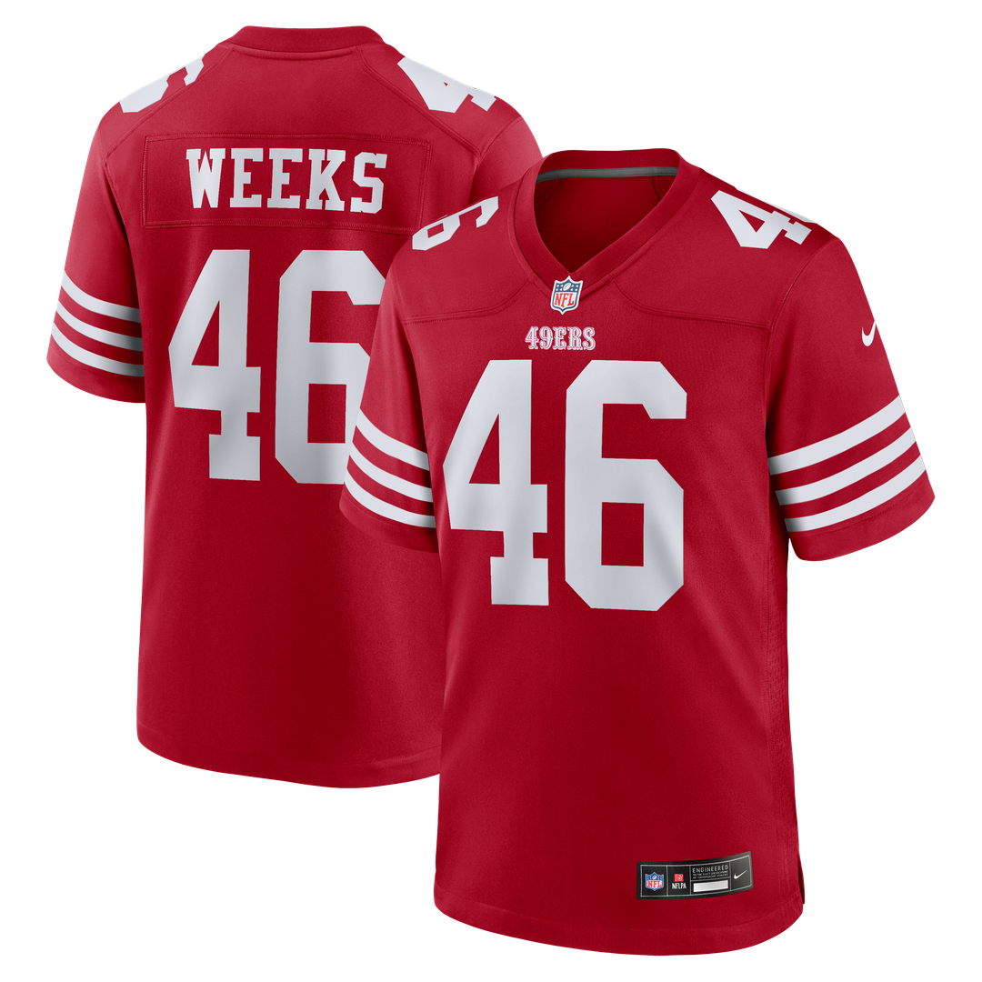 San Francisco 49ers Jon Weeks Scarlet Team Game Jersey