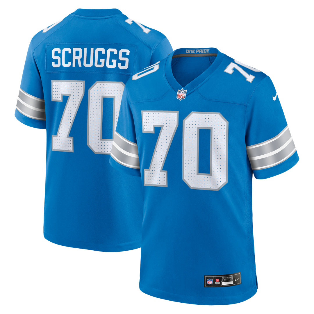 Detroit Lions Juice Scruggs Blue Team Game Jersey