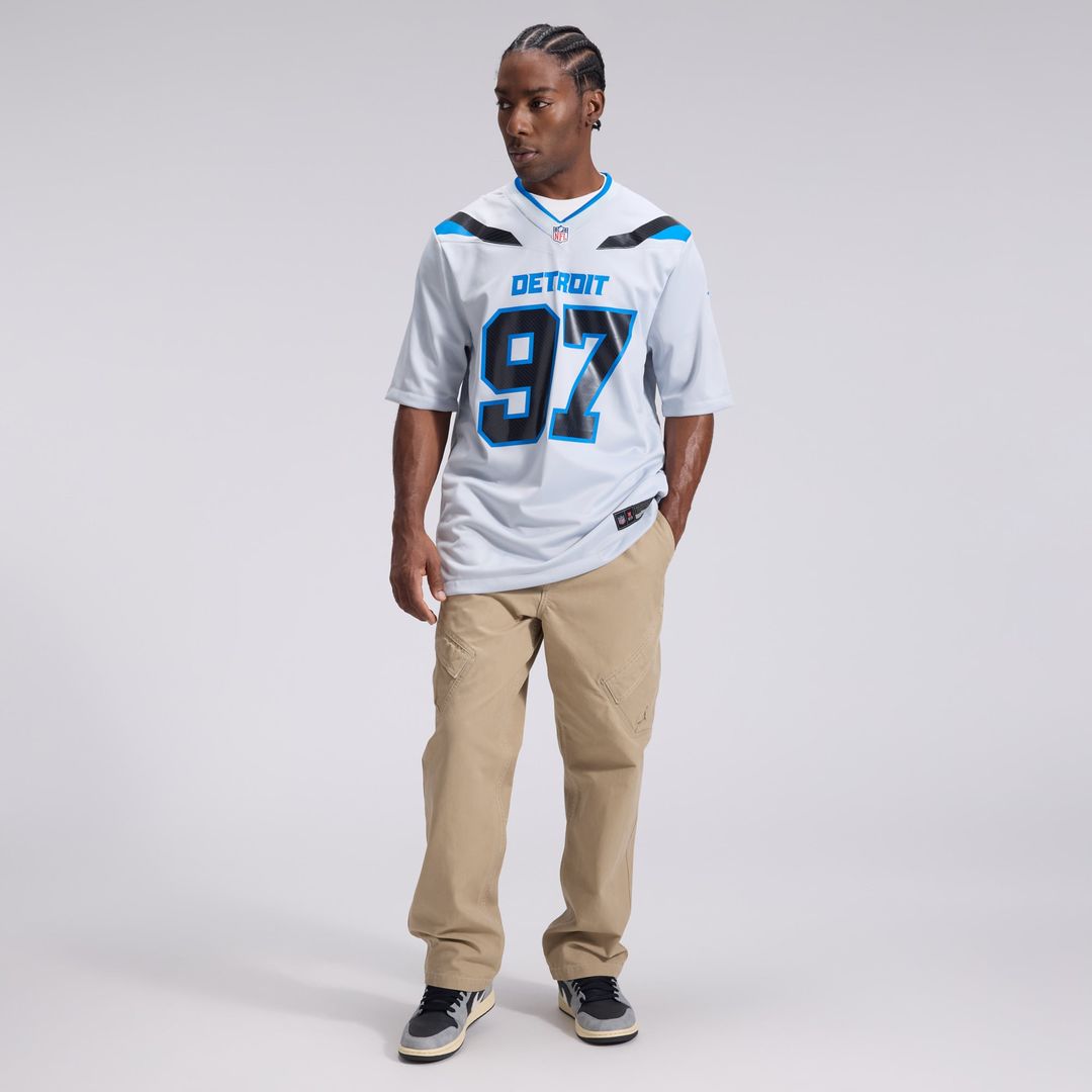 Detroit Lions Aidan Hutchinson Silver 2026 Rivalries Collection Game Jersey