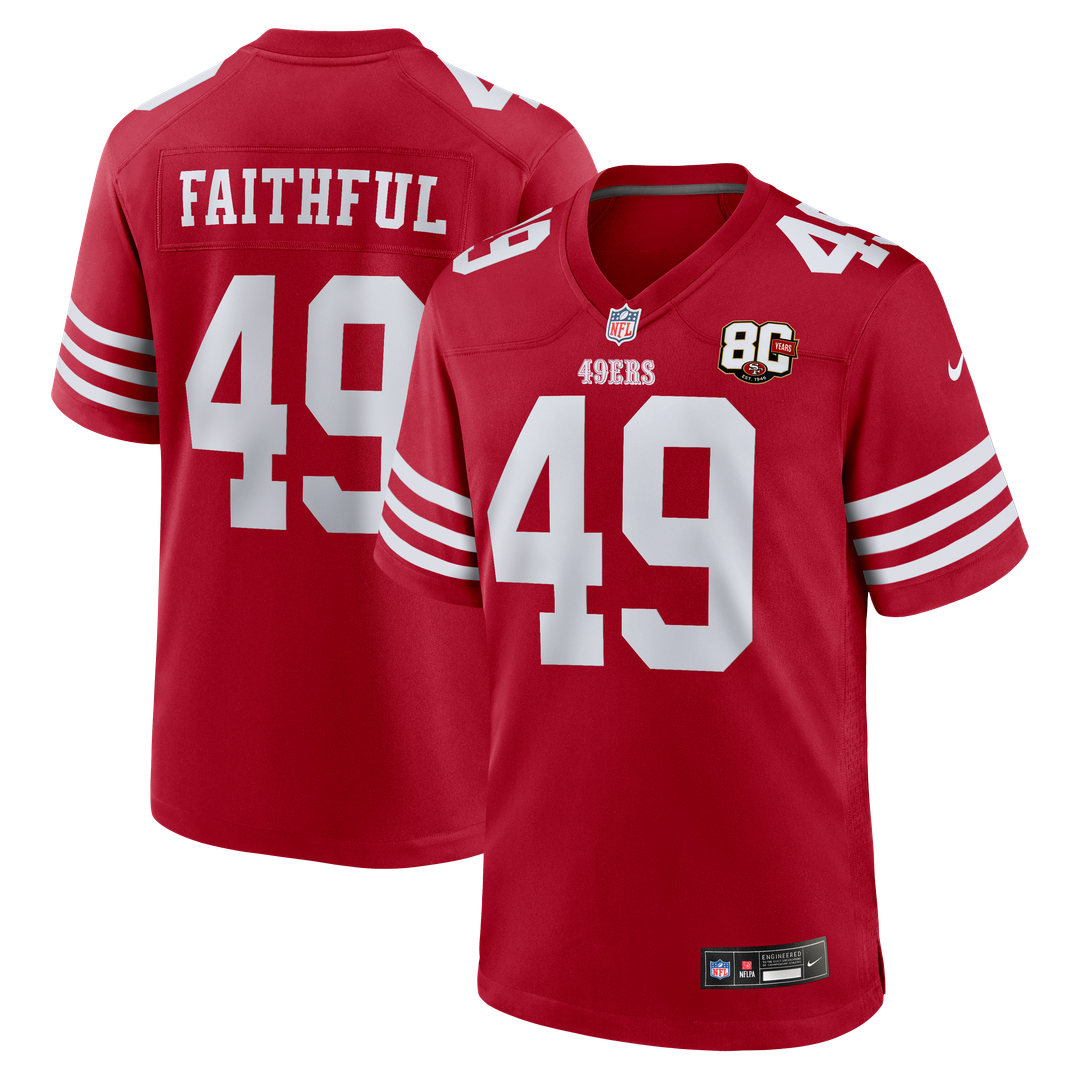 San Francisco 49ers The Faithful White 80th Anniversary Game Jersey
