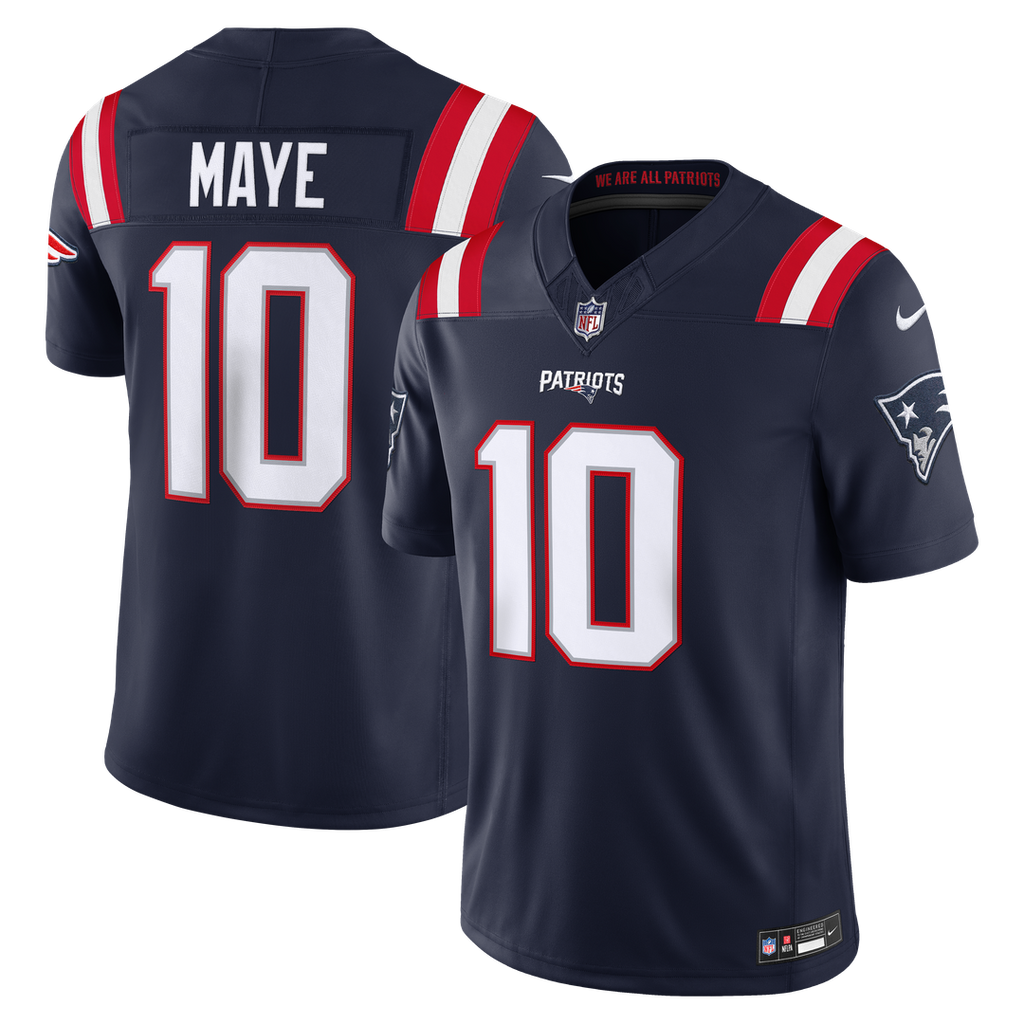 New England Patriots Drake Maye Navy Team Vapor F.U.S.E. Stitched Limited Jersey