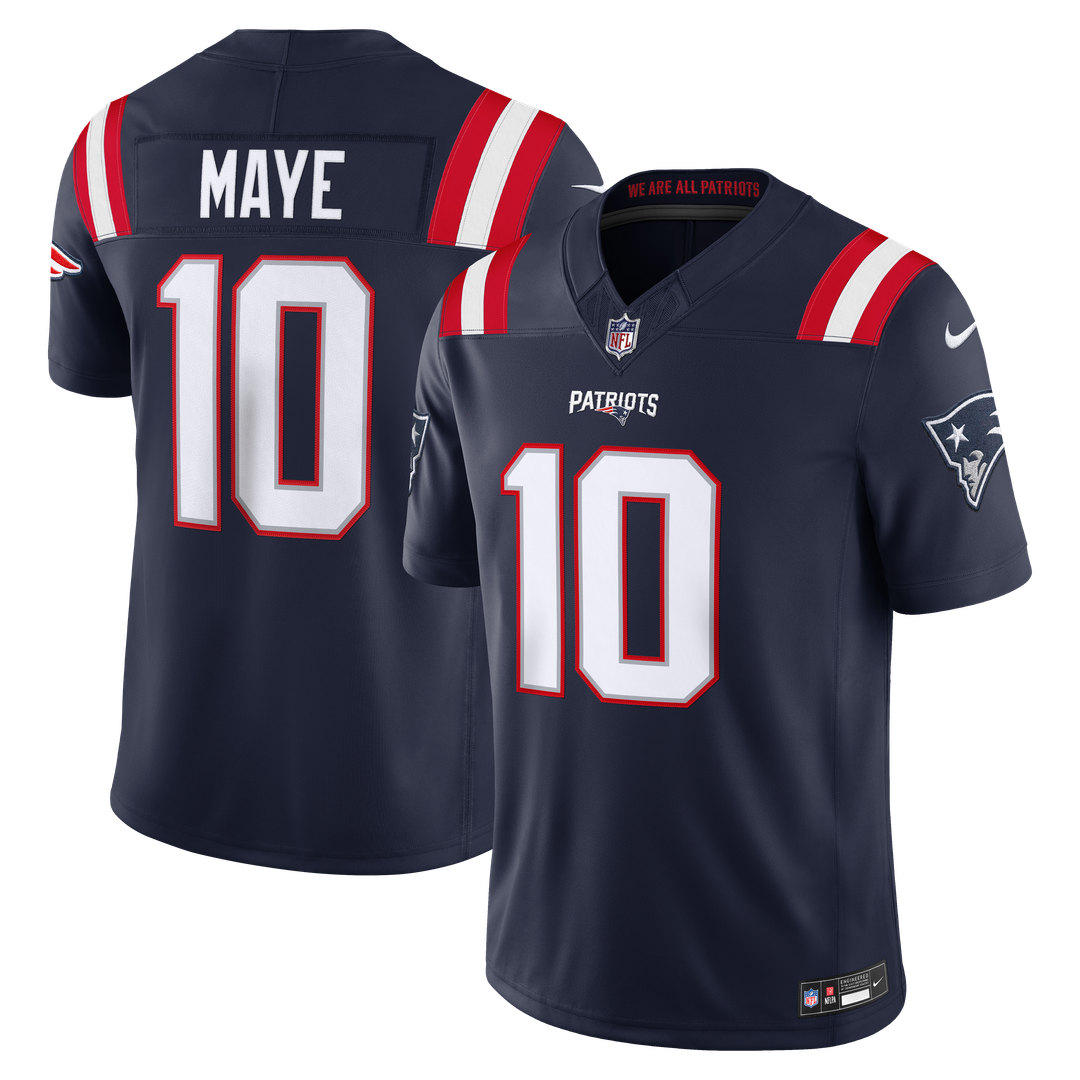 New England Patriots Drake Maye Navy Team Vapor F.U.S.E. Stitched Limited Jersey