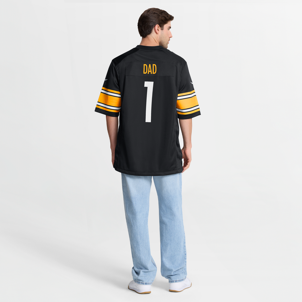 Pittsburgh Steelers Number 1 Dad Black Game Jersey