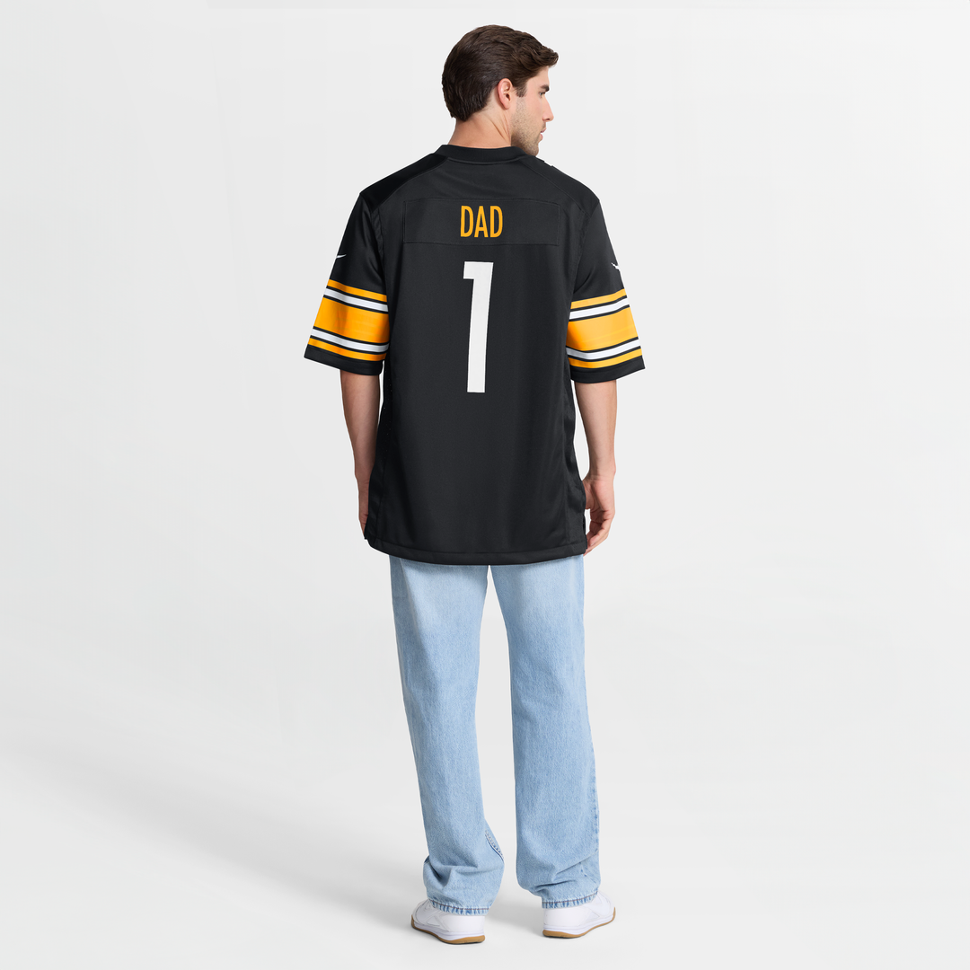 Pittsburgh Steelers Number 1 Dad Black Game Jersey