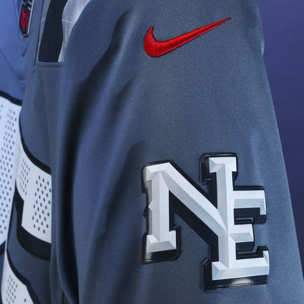 New England Patriots Drake Maye Blue Rivalries Collection Stitched Limited Jersey