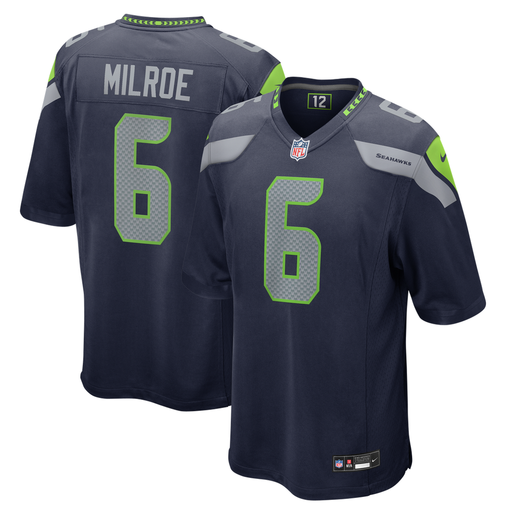 Seattle Seahawks Jalen Milroe College Navy Team Game Jersey