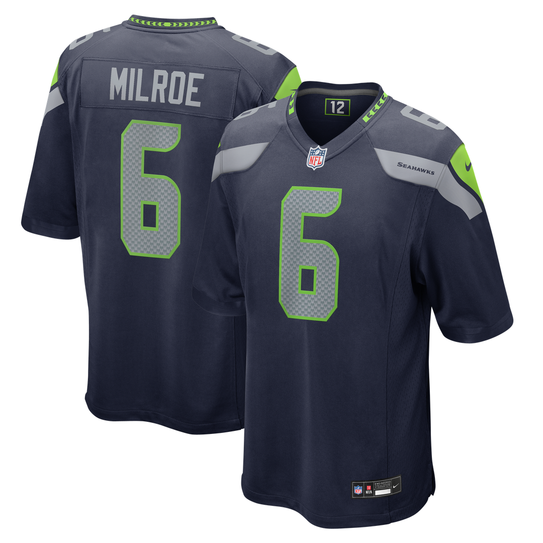 Seattle Seahawks Jalen Milroe College Navy Team Game Jersey