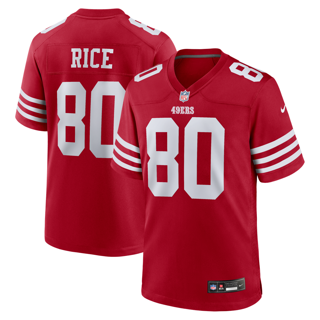 San Francisco 49ers Jerry Rice Scarlet Retired Team Player Game Jersey