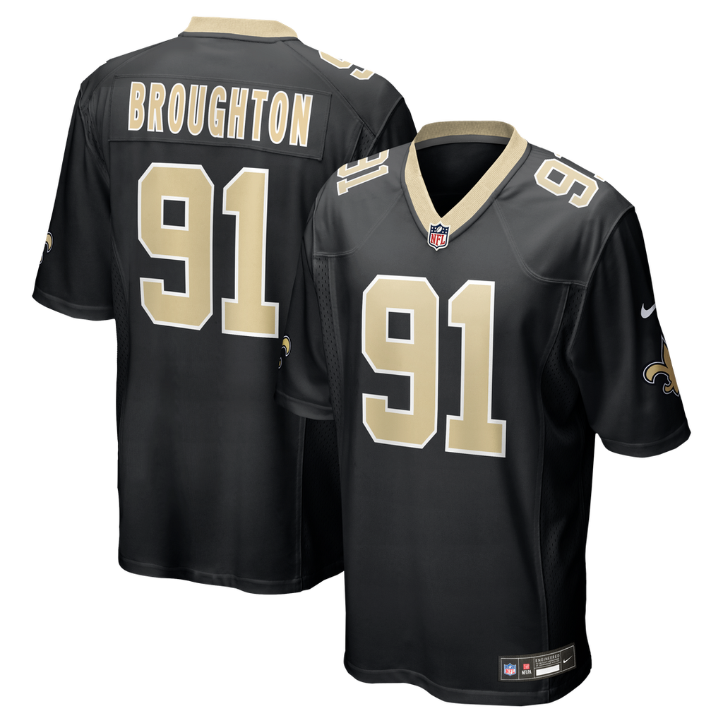 New Orleans Saints Vernon Broughton Black Team Game Jersey