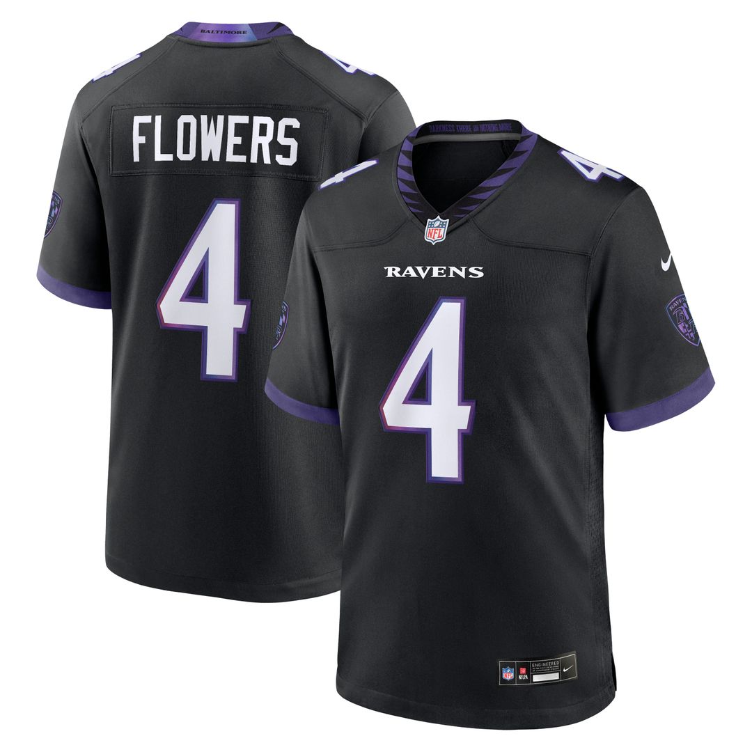 Baltimore Ravens Zay Flowers Black Alternate Game Jersey