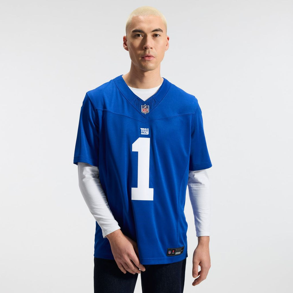 New York Giants Malik Nabers Royal Team Vapor F.U.S.E. Stitched Limited Jersey