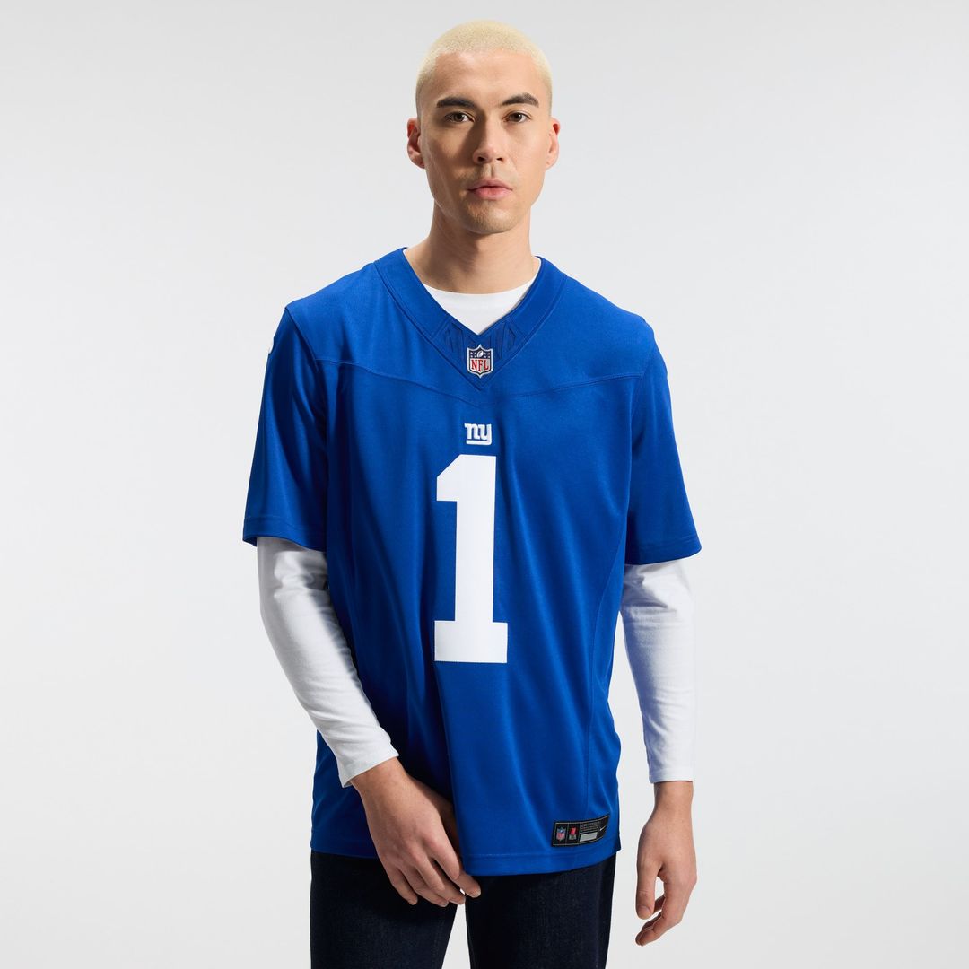 New York Giants Malik Nabers Royal Team Vapor F.U.S.E. Stitched Limited Jersey