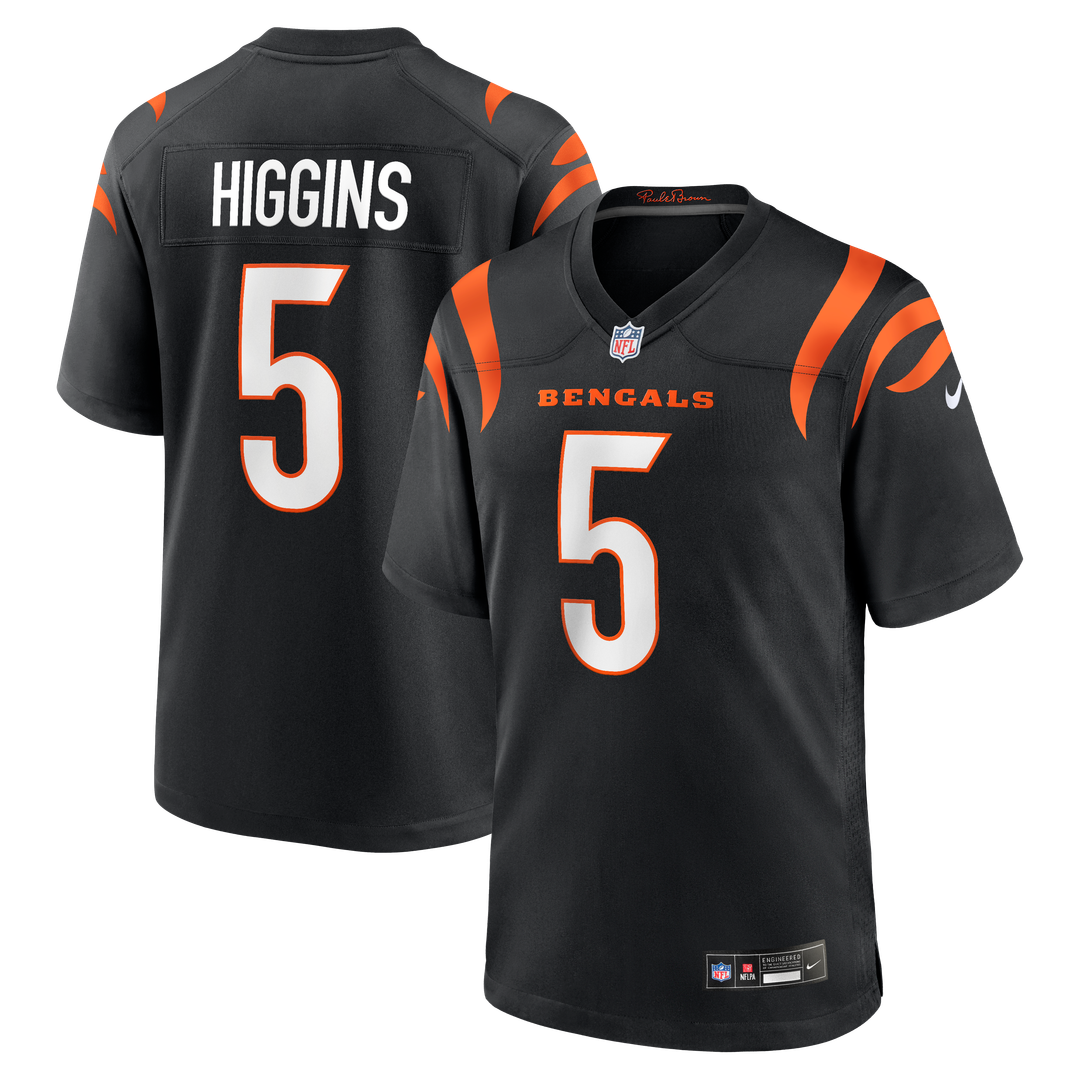 Cincinnati Bengals Tee Higgins Black Game Player Jersey
