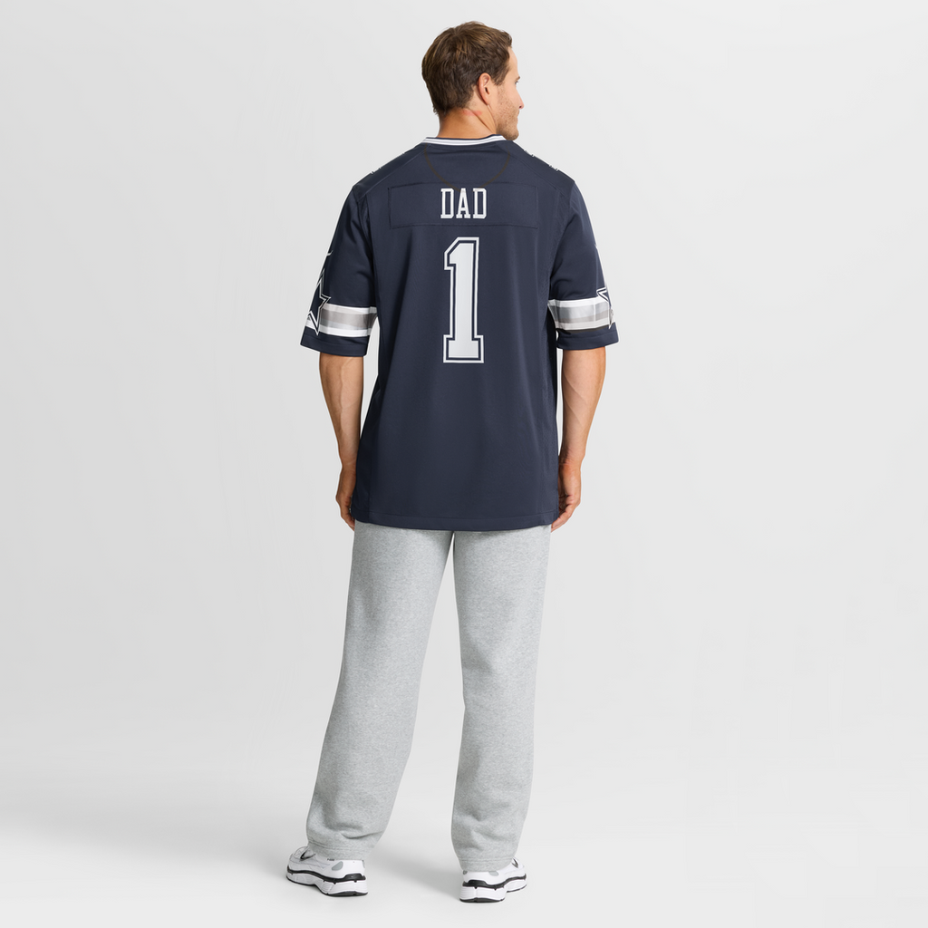 Dallas Cowboys Number 1 Dad Navy Game Jersey