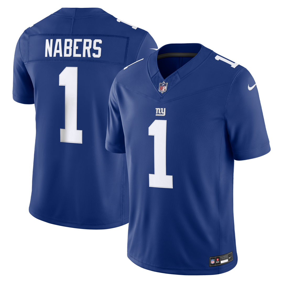 New York Giants Malik Nabers Royal Team Vapor F.U.S.E. Stitched Limited Jersey