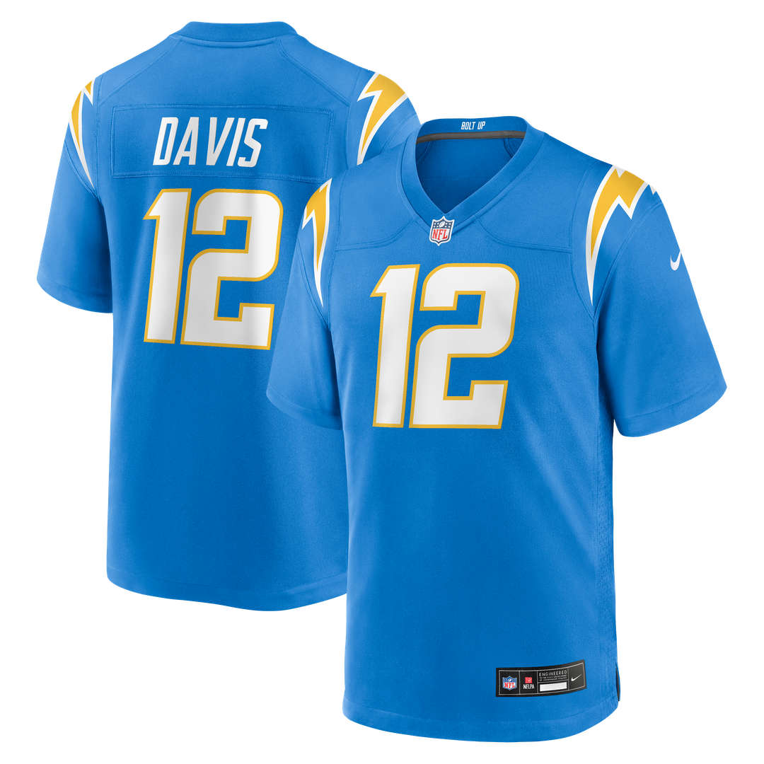 Los Angeles Chargers Derius Davis Powder Blue Team Game Jersey