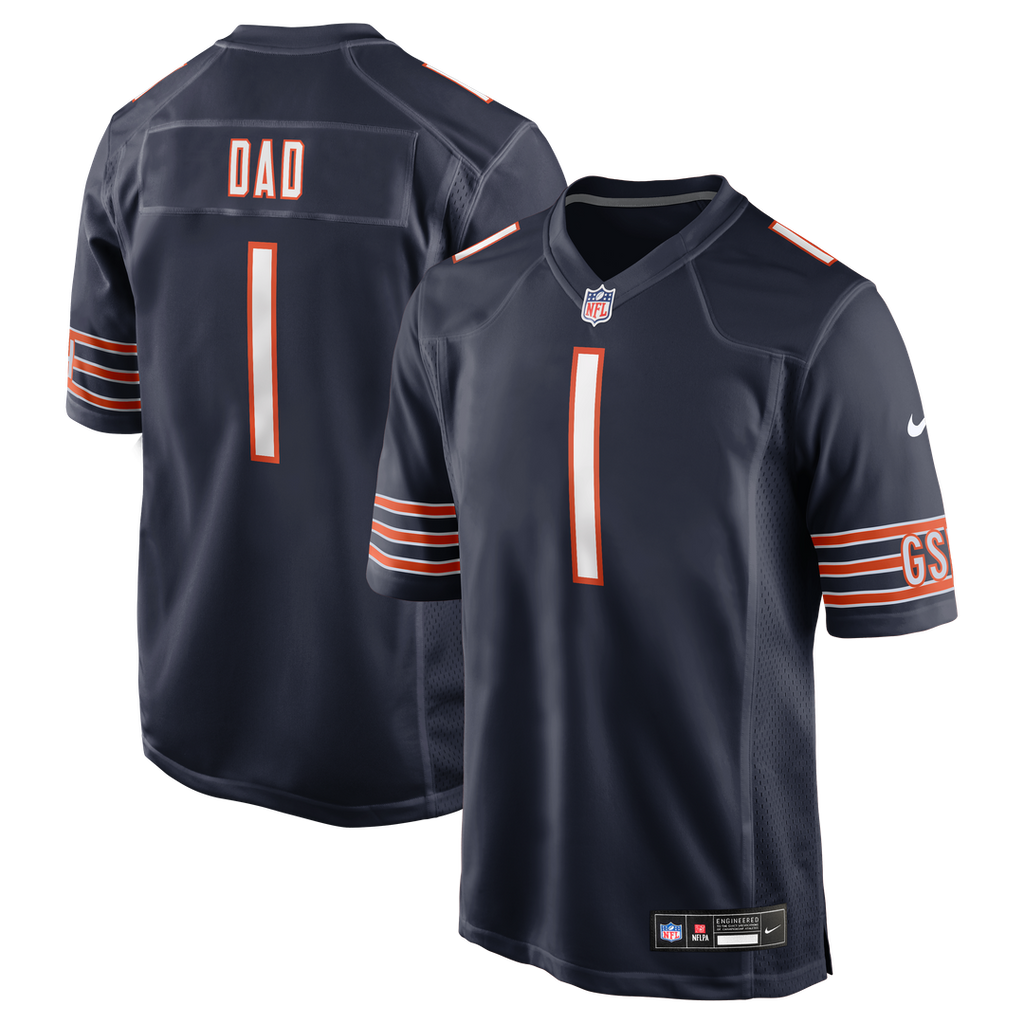 Chicago Bears Number 1 Dad Navy Game Jersey