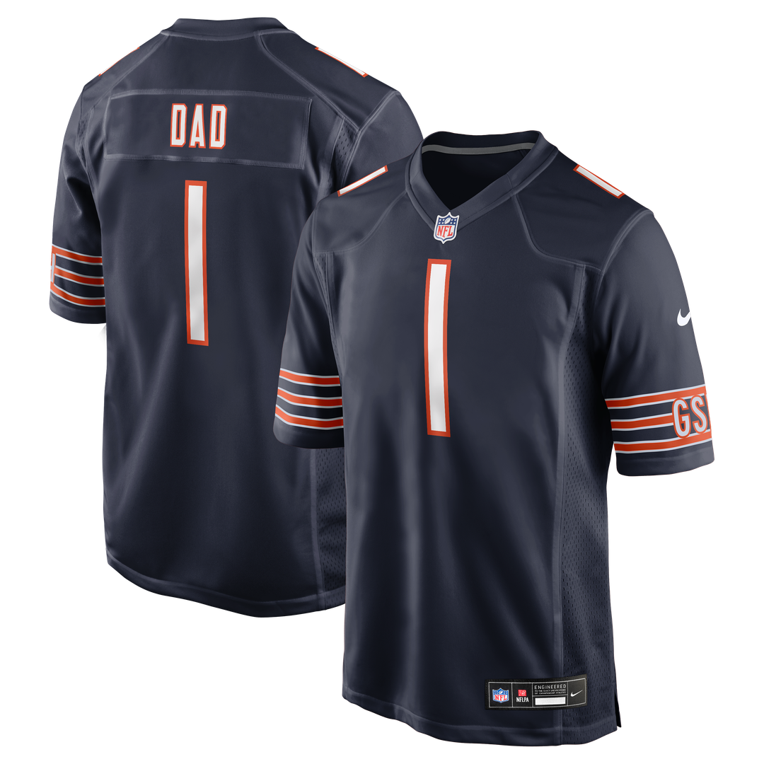 Chicago Bears Number 1 Dad Navy Game Jersey