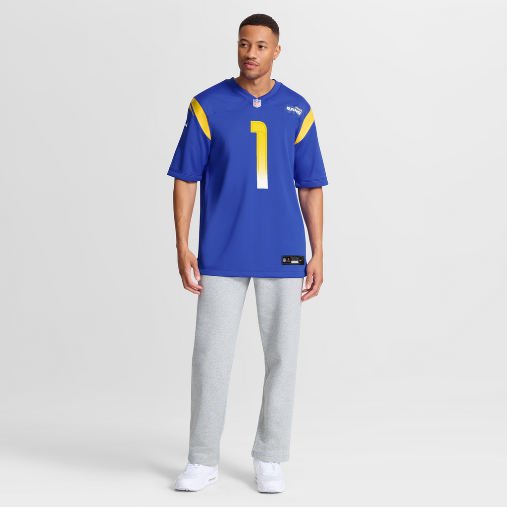 Los Angeles Rams Number 1 Groom Royal Game Jersey